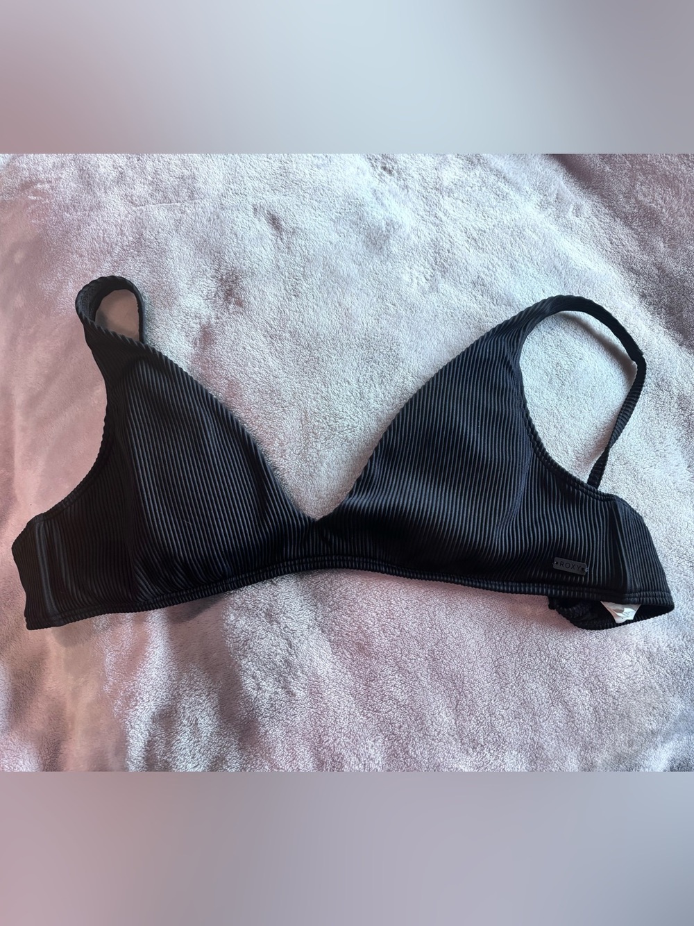 Roxy Black Ribbed Wireless Triangle Bralette